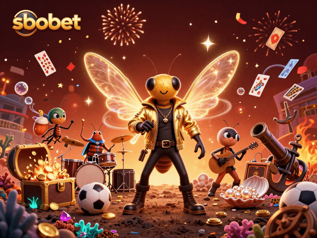Experience sbobet sports betting excitement with a dynamic scene of characters and casino elements