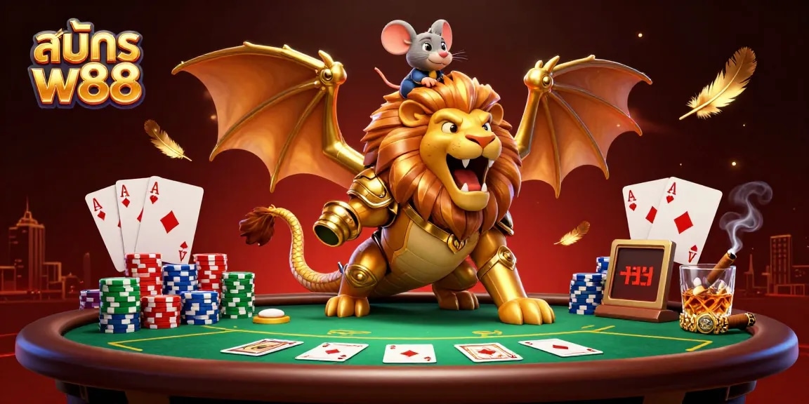 Engage in thrilling gameplay with สมัคร w88, depicted through vibrant 3D casino action and immersive elements.
