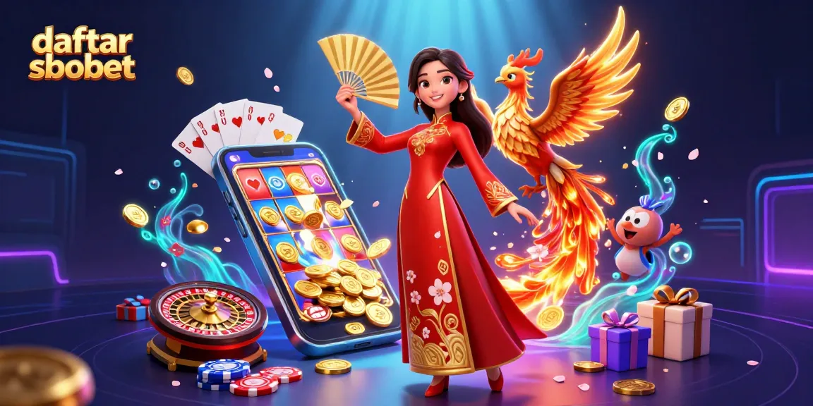 Experience daftar sbobet online betting through a vibrant, engaging 3D illustration featuring gaming elements.