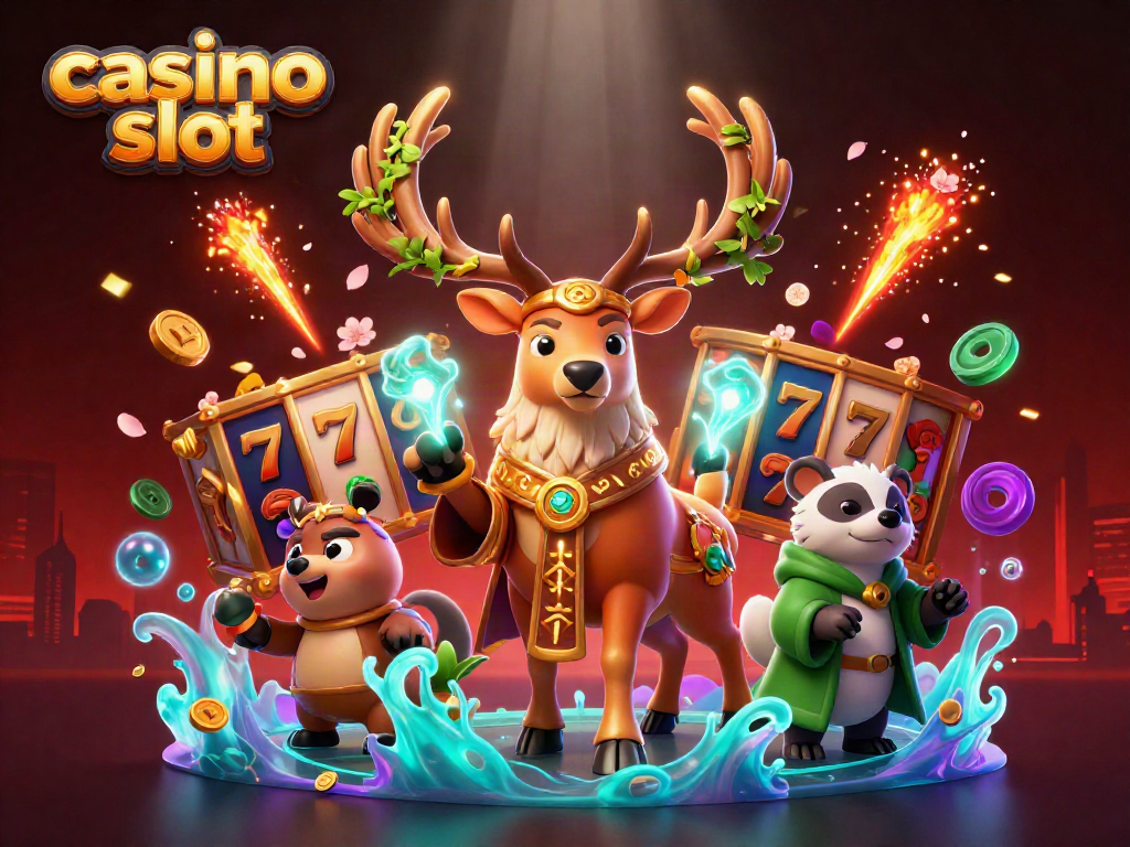 Experience thrilling casino slot action with vibrant characters and energy in a magical setting.