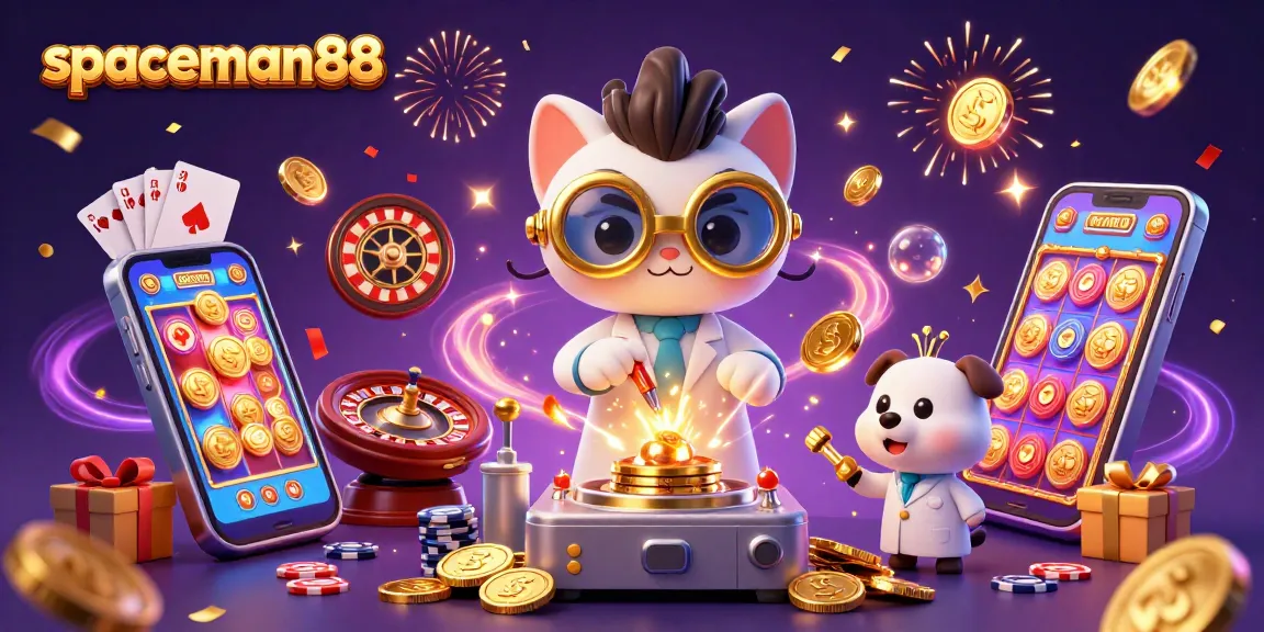 Spaceman88 brings excitement with vibrant slot games, golden coins, and engaging characters.