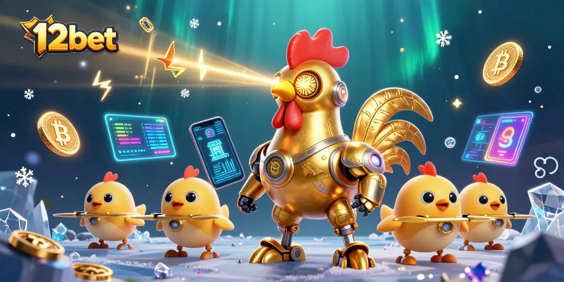 Chơi 12bet với robot gà vàng, đèn LED và tiền ảo, tại một sòng bạc trực tuyến