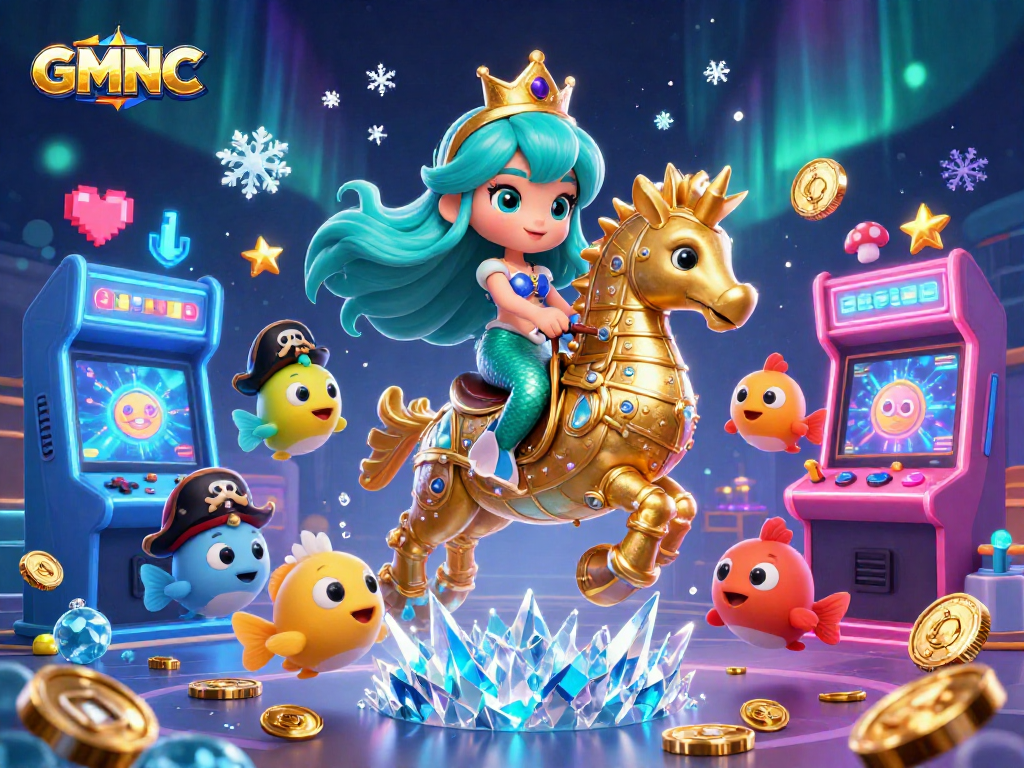 Experience the thrill of GMNC with a colorful underwater casino scene featuring a mermaid and seahorse.