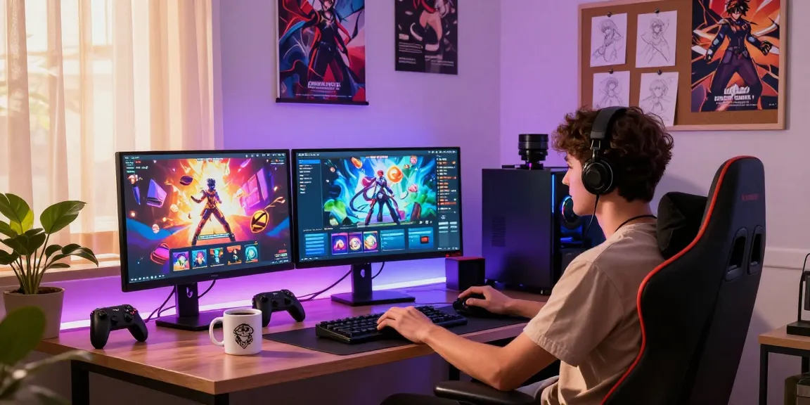 Explore engaging hentai games in a cozy home gaming setup.
