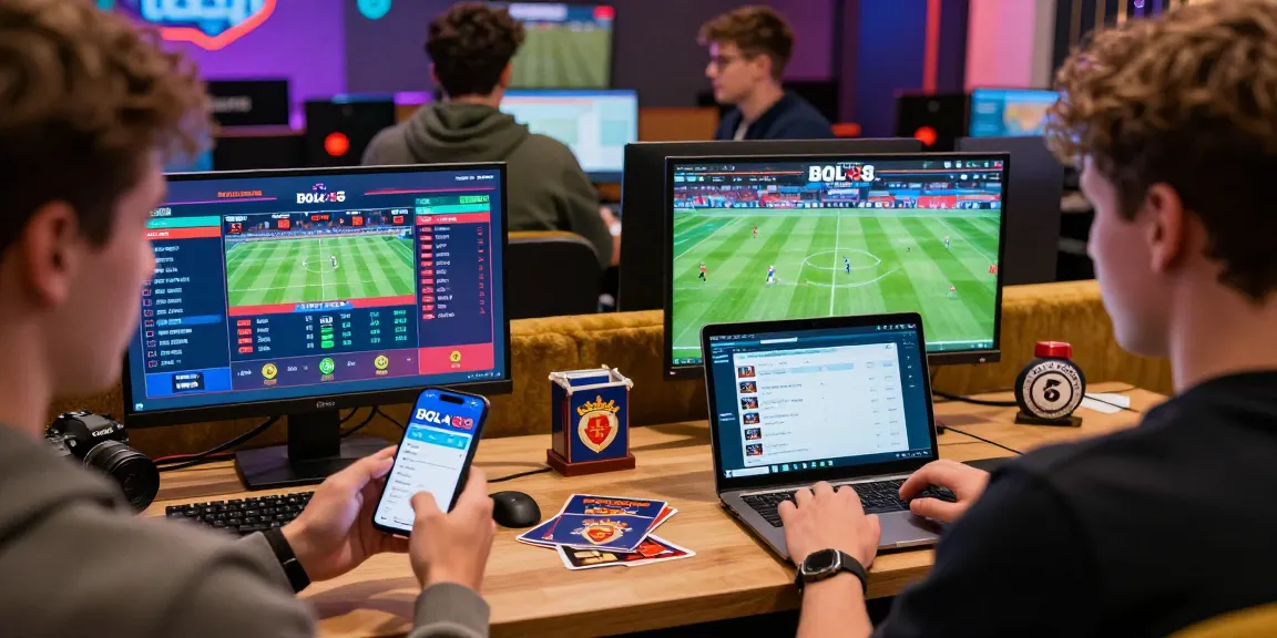 Exciting betting experience with Daftar Bola88 app open on mobile amidst lively sports atmosphere.