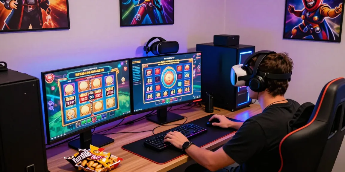Situs slot gacor dengan pemain menikmati permainan jackpot di ruang gaming cozy