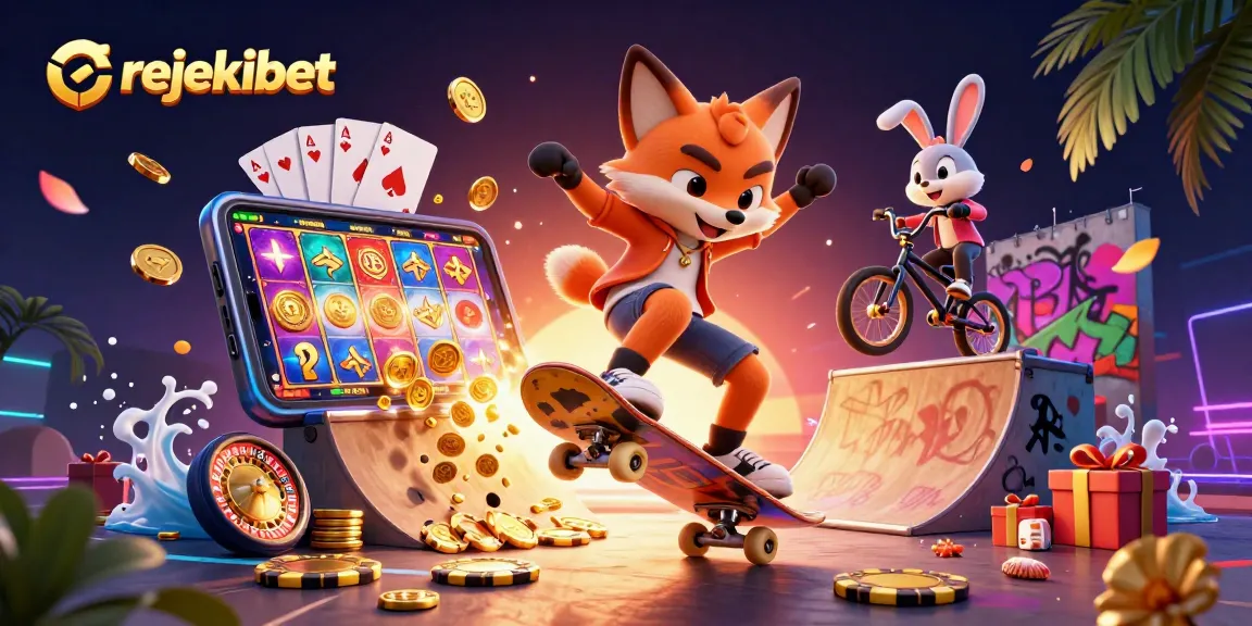 Experience thrilling wins with rejekibet in 3D cartoon style, showcasing a vibrant casino adventure.