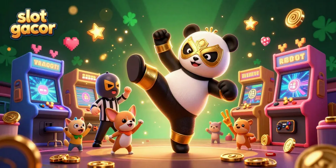 Experience the thrill of slot gacor gaming with a vibrant scene of animated characters celebrating a jackpot