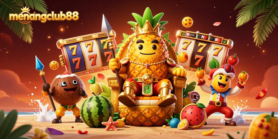 Experience winning thrills at menangclub88 with vibrant 3D casino adventures featuring the golden pineapple king.