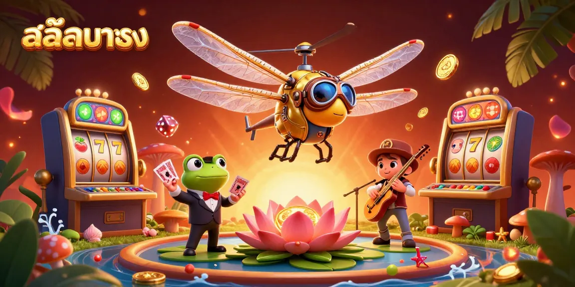 การ์ตูน 3D แสดงให้เห็นสล็อตมาแรง ที่มีตัวละครโดดเด่นและเครื่องสล็อตมากมาย