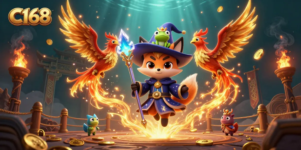 Experience thrilling gaming action at C168 with vibrant characters and immersive casino elements.