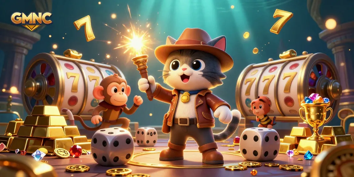 Investigate GMNC's captivating casino treasure scene filled with dazzling gold artifacts and vibrant gaming elements.