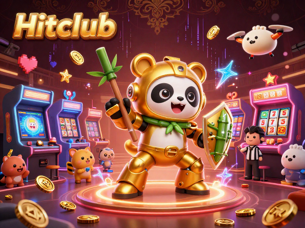 Experience Hitclub's animated casino scene with dynamic gaming elements and vivid characters.