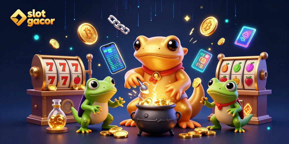 Slot gacor saat mengalami kemenangan maksimal dengan simbol dan elemen judi terjun dari atas.