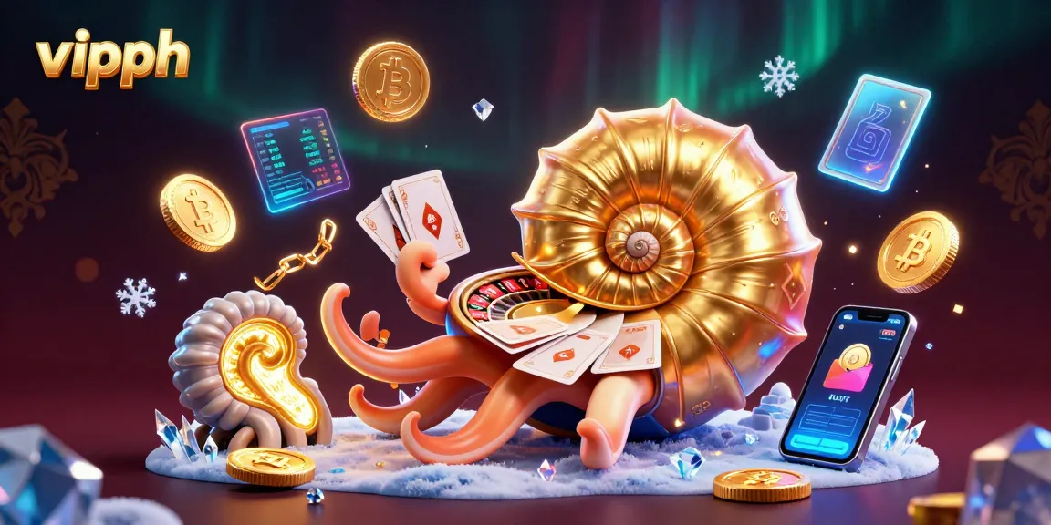 Engage with vipph through vibrant casino gaming illustrated with a giant nautilus and glowing elements.