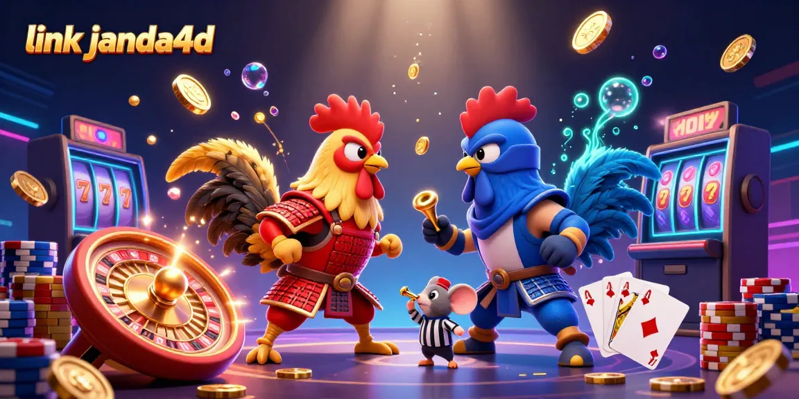 Menampilkan Janda4D dalam pertandingan ayam sabung dengan suasana kasino yang megah.