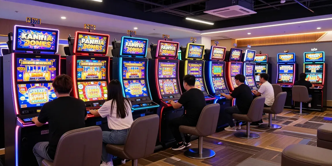 Slot gacor dengan pemain bersemangat bermain mesin slot jackpot di kasino modern.