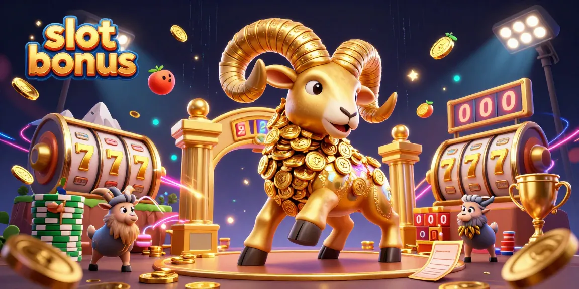Engage with slot bonus adventures featuring a golden ram charging through a vibrant casino scene.