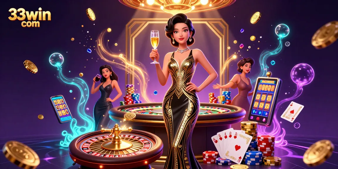 Experience the excitement at 33win com with elegant casino visuals and vibrant game elements.