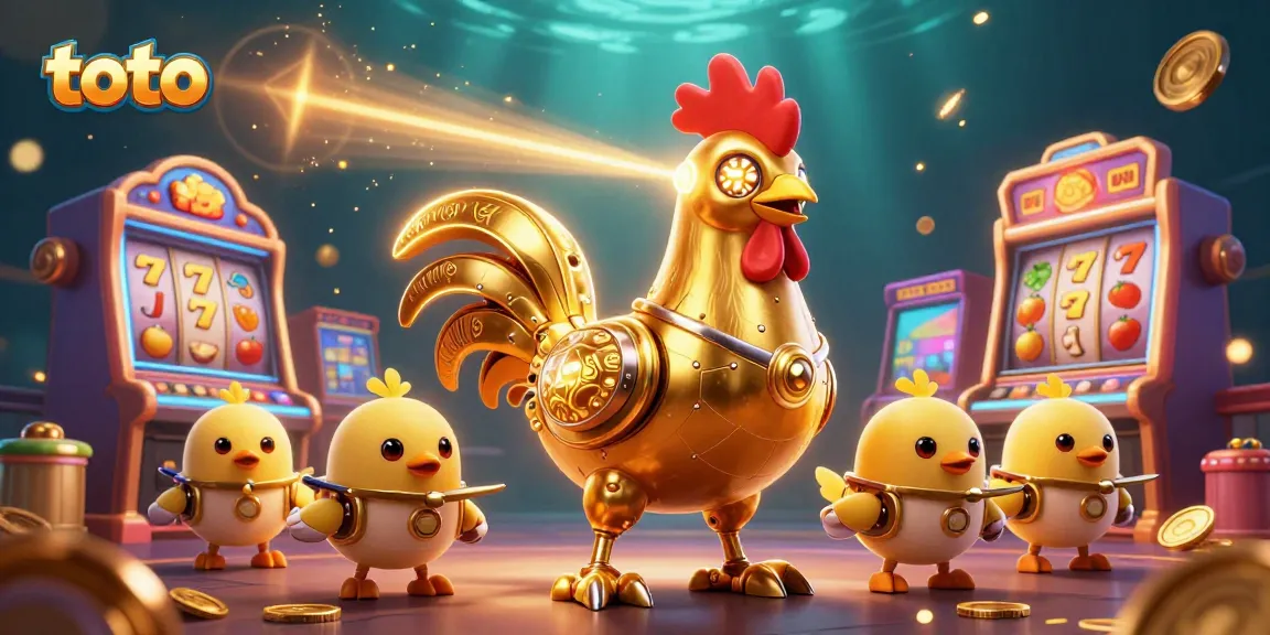 Play exciting toto slot games with high RTP and vibrant visuals featuring a golden rooster machine.