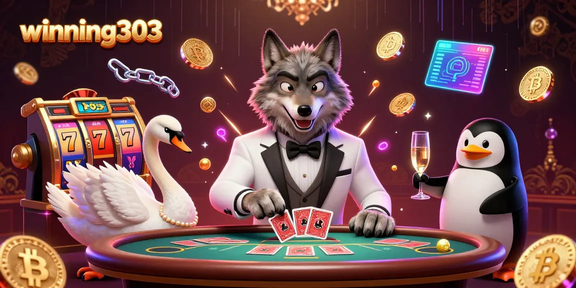 win big with winning303 at a baccarat game surrounded by vibrant 3D casino elements