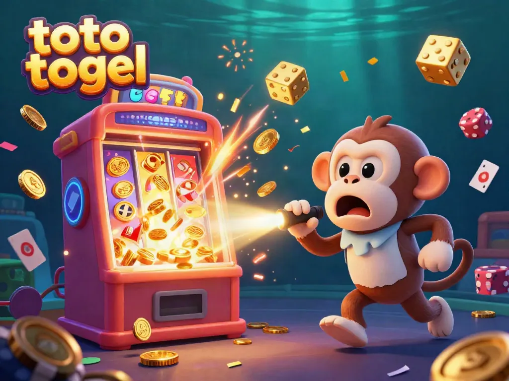Experience thrilling excitement with the latest toto togel games in this animated casino scene.