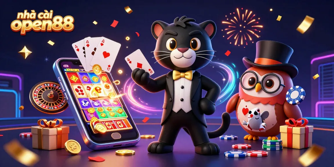 Engage with house edge strategies at nhà cái open88 with enticing casino illustrations of games and characters.