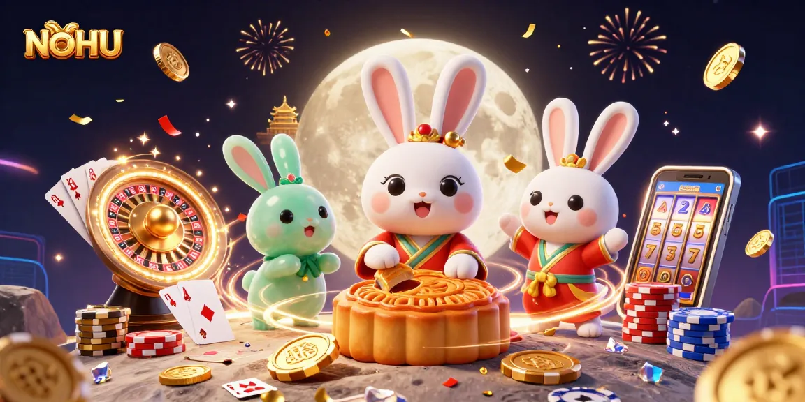 Spin for fortune with NOHU in a captivating lunar casino scene filled with prizes and luck.