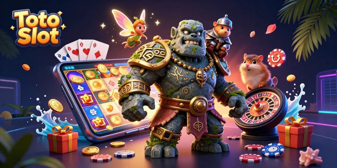 Toto Slot game experience comes alive with colorful slots and dynamic characters in a magical scene.