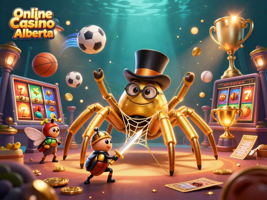 Engage in thrilling gameplay at Online Casino Alberta with slots, vibrant characters, and dynamic casino elements.