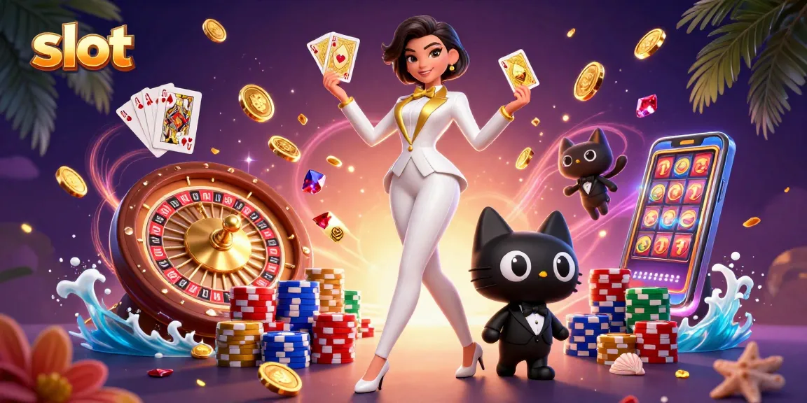 Rasakan permainan slot yang mendebarkan dengan koin emas dan karakter yang berwarna-warni di kasino 3D.