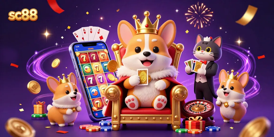 Spin exciting slots with SC88's vibrant characters and thrilling casino elements in this engaging illustration.
