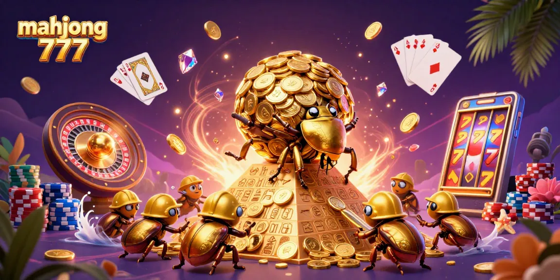 Play mahjong 777 in an exciting 3D scene with golden coins, roulette, and vibrant casino elements.
