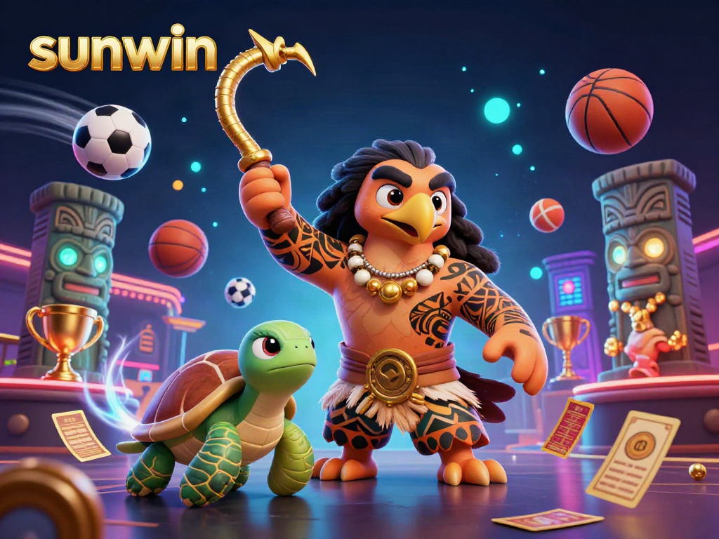 Experience high-stakes action at sunwin with a Maui-style hawk, vibrant sports elements, and a dazzling casino atmosphere.