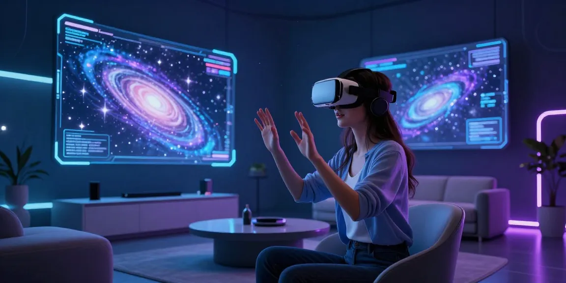 Engaging scene with a user interacting with a NSFW AI girlfriend in a futuristic digital world, showcasing immersive technology.