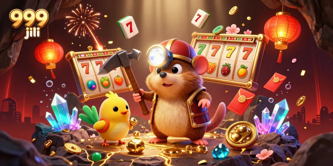 Experience the thrill of 999 jili slots with vibrant characters and glowing treasures in a captivating casino scene.