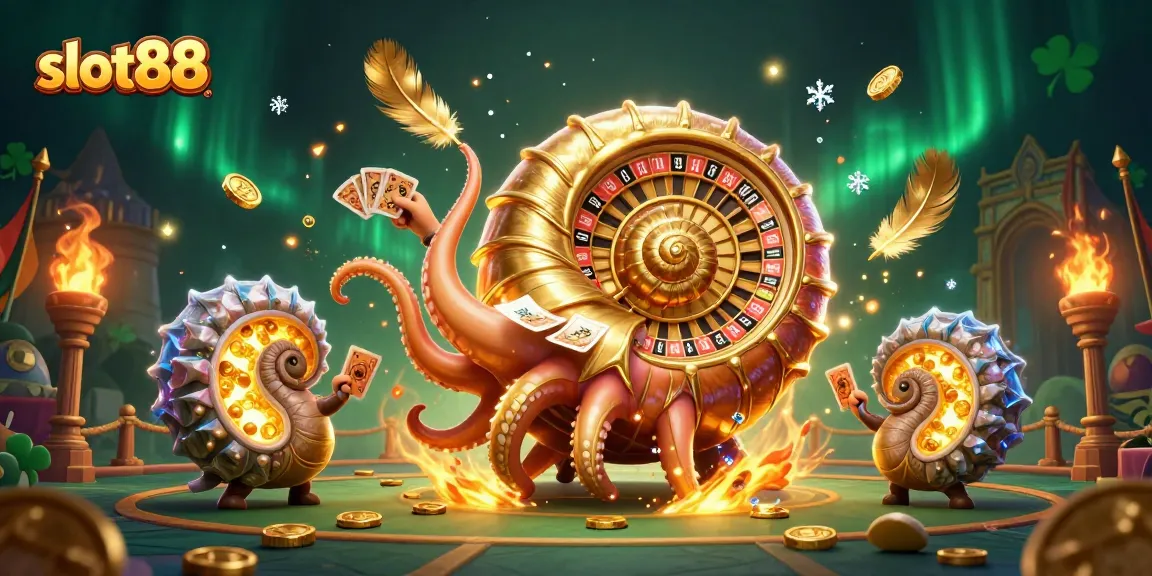 Permainan slot88 dengan karakter nautilus raksasa dan koin emas berkilauan menarik perhatian para pemain.
