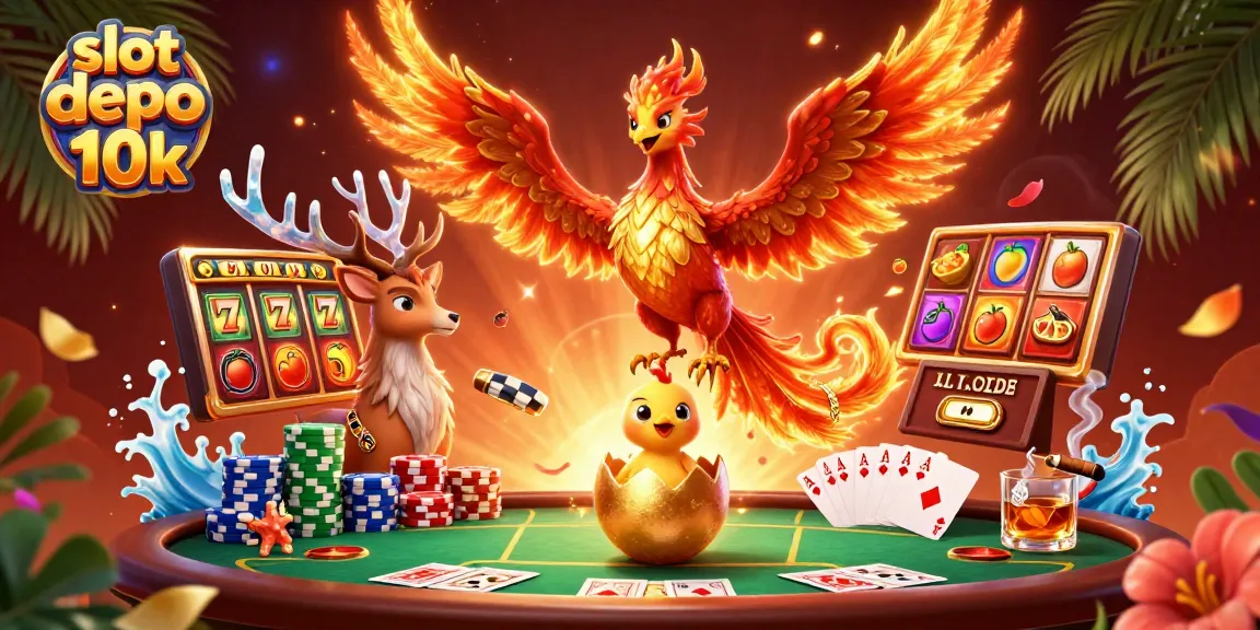 Bersenang-senang dengan slot depo 10k sambil melihat phoenix membara dan simbol slot di sekelilingnya.