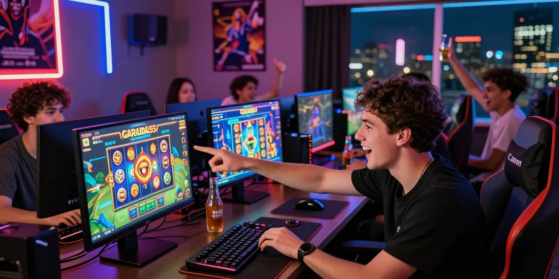 Players enjoying GARUDA55 slot games in a vibrant gaming environment with exciting visuals.