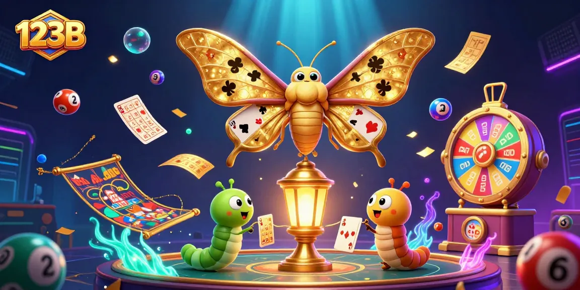 Experience dynamic casino action at 123B with vibrant lottery elements and engaging characters.