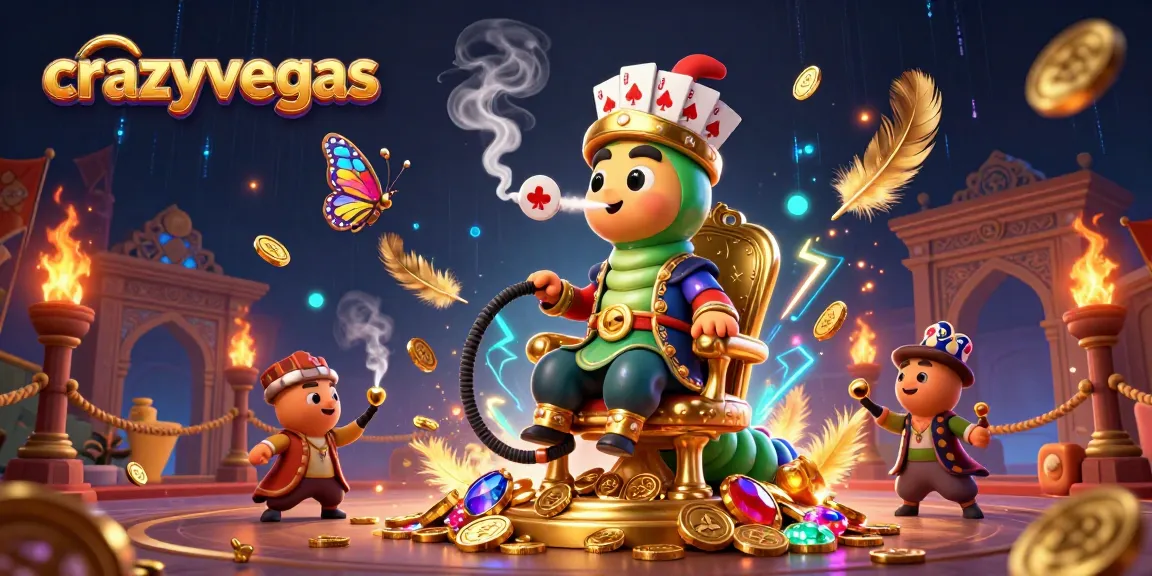 Experience the magic of crazyvegas with a vibrant illustration of a hookah-master amidst casino symbols.