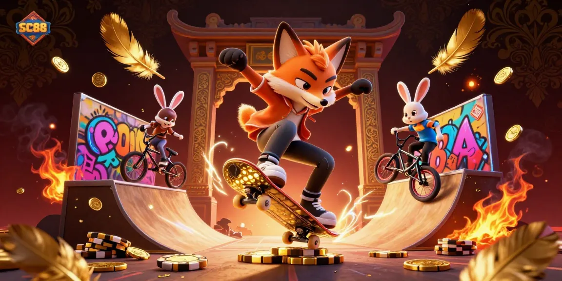 Experience thrilling action with SC88 in a vibrant casino-themed 3D illustration.
