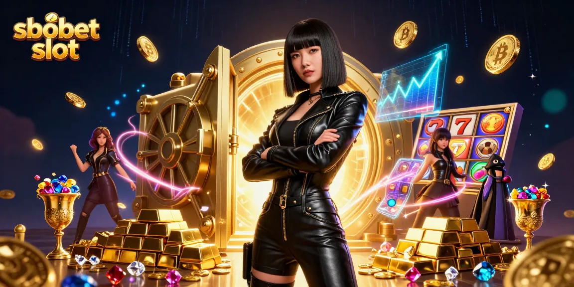 Spin the sbobet slot reels with vibrant visuals and golden winnings in a captivating scene.
