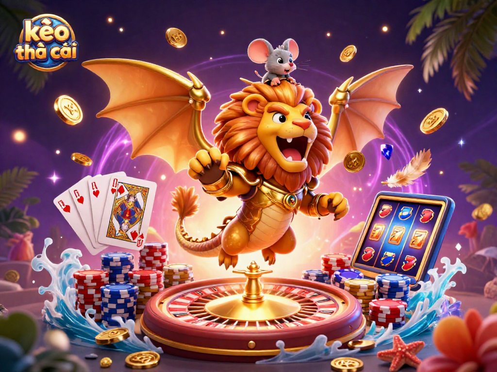 Engage in thrilling gaming with kèo nhà cái as a chimera in golden armor roars triumphantly.
