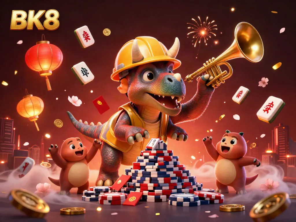 Experience the thrilling atmosphere of BK8 with vibrant casino elements and charming characters.