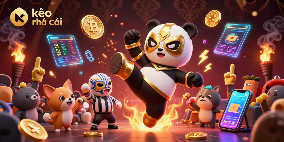 Engage with kèo nhà cái in an intense match featuring a panda wrestler and animal spectators.