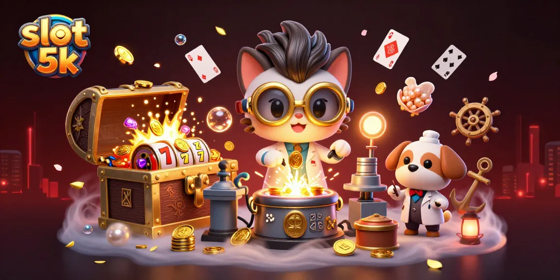 Spin exciting slot 5k reels and win with fun in this vibrant casino illustration.