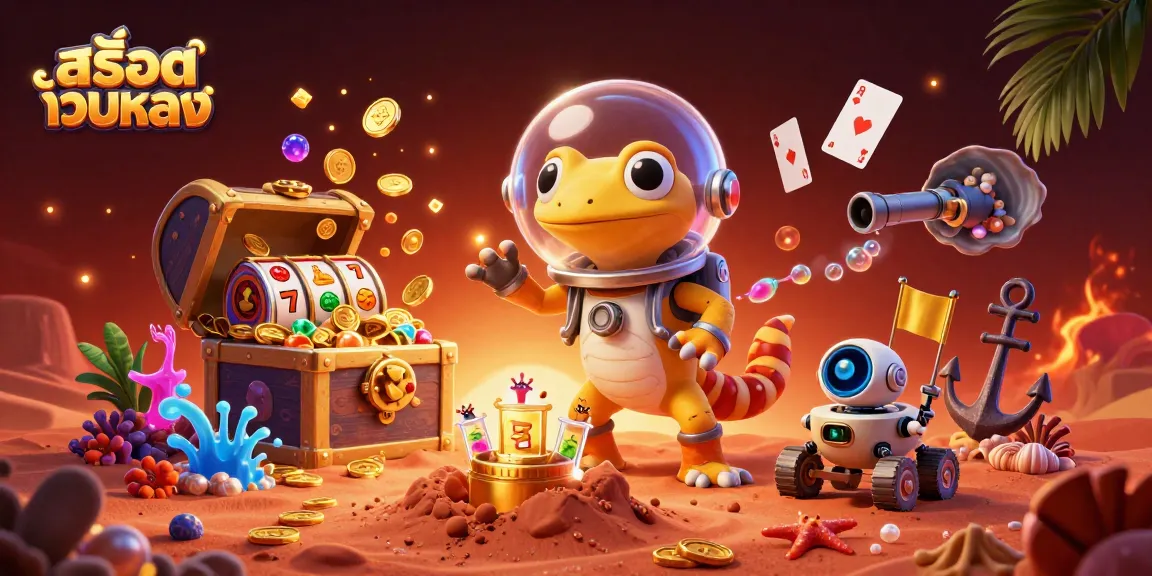 Experience thrills with สล็อตเว็บตรง as the Martian gecko finds treasures in a dynamic casino scene.