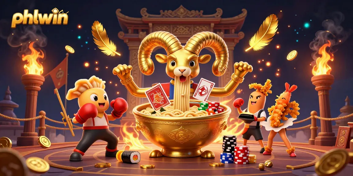 Play within the vibrant phlwin casino, featuring unique game characters amidst a dynamic gambling scene.