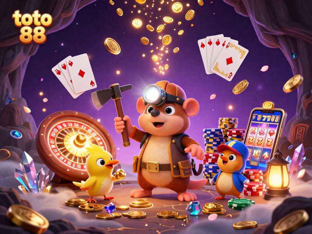 Spin and win big with toto 88 in this vibrant 3D casino illustration.